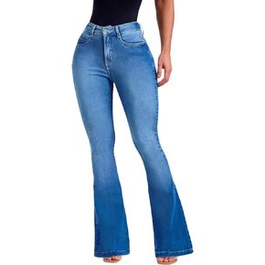 Women's Flare Stretch High Rise Jeans Skinny Bell Bottom Denim Pants