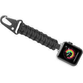 Paracord Keychain Clip Compatible with Apple Watch Fob Military Braided Strap