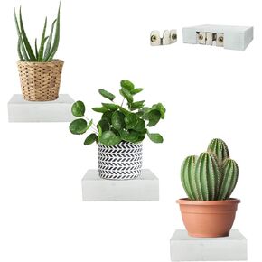 Small Floating Shelf, Wooden Hanging Display Floating Wall Shelves for Living Room Bedroom, 4 x 3 1/3-Inch, 3 Pack