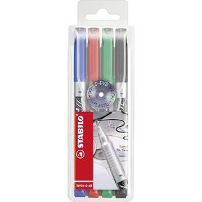 STABILO Permanent Marker Pen Write-4-all - Fine - Pack of 4 - Blue, Red, Green, Black
