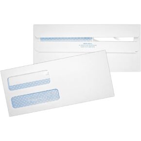 LUXPaper #9 Double Window Security Envelopes | 50 Qty | Security Tint | Peel & Press | 3 7/8" x 8 13/16" | Bright White | 24lb. Text