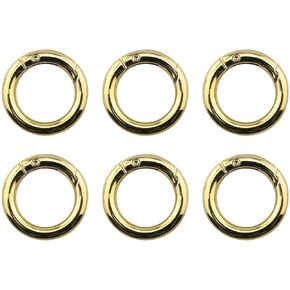 6pcs 35mm Round Spring Snap Hooks Clip DIY Accessories for Handbag Purse Shoulder Strap Key Chains Buckle Zinc Alloy Circle Round Metal Spring Key Ring Silver