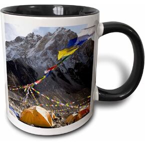 3dRose Nepal, Mt Everest, Base camp tents on Khumbu Glacier-AS26 DNY0031-David Noyes Mug, 11 oz, Black