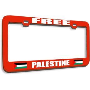 Speedy Pros Metal License Plate Frame Free Palestine Palestinian Country Metal Tag Holder Car Accessories Black 2 Holes 1 Frame