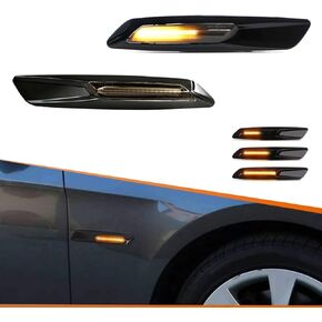 ADIIL Carbon Fiber Smoked Lens Front Fender Sequential Amber LED Turn Signal Lamp Side Marker Light Assembly For BMW 1 3 5 Series E82 E88 E90 E91 E92 E93 E60 E61