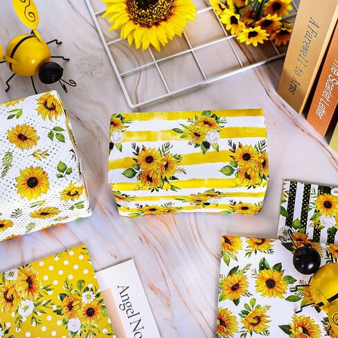Whaline 12 Sheet Sunflower Theme Wrapping Paper 6 Style Watercolor Sunflower Pattern Wrapping Paper Sun Flowers Art Paper Folded Flat for Spring Summer Birthday Gift Wrap DIY Craft, 19.7 x 27.6" in Saudi Arabia