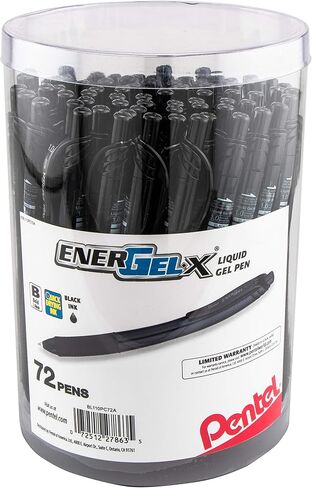 Pentel EnerGel-X Retractable Gel Pen, (0.7mm) Med. Line, Black Ink, 72-PK Canister (BL107PC72A) in Saudi Arabia