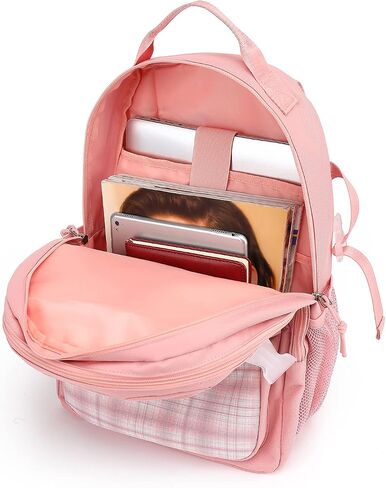 Kalesi Laptop Backpack School College or Work Bookbag, Large Anti Theft Travel Bag, 15.6-Inch Daypack for Men & Women Teens (Light pink) in Saudi Arabia