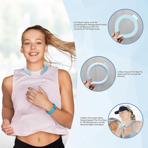 Neck Cooler Ice Cold Ring,Wearable Body Cooling Tube for Heat and Hot Weather, Neck Gel Ice Pack for Outdoor Workers, Sports, Relief from Hot Flashes Or Fever, Reusable Wraps Neck Collars (sky blue) in Saudi Arabia
