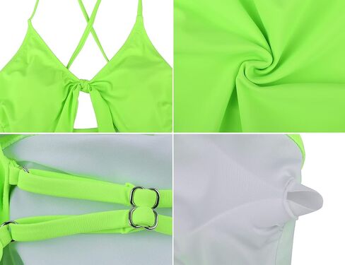 Hilor Women's Cutout One Piece Swimsuits Sexy Front Tie Knot Bathing Suits High Cut Monokini Swimwear in Saudi Arabia
