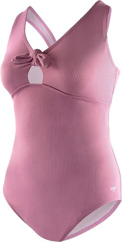 Speedo Women's Swimsuit One Piece Tie Front Plus Size Ribbed in Saudi Arabia
