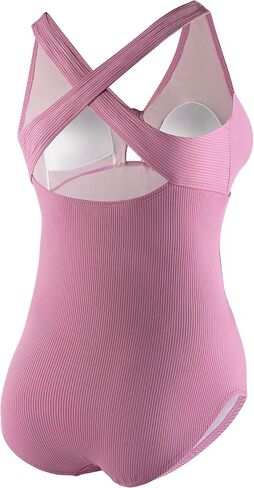 Speedo Women's Swimsuit One Piece Tie Front Plus Size Ribbed in Saudi Arabia