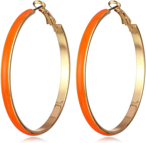 Big 5cm Circle Hoop Earring Multicolor Enamel Round Dangle Drop Earrings for Women Girls Exaggerated Statement Jewelry in Saudi Arabia