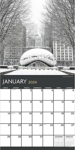 TF PUBLISHING 2024 Chicago Wall Calendar | Large Grids for Appointments and Scheduling | Vertical Monthly Wall Calendar 2024 | Home and Office Organization | Premium Gloss Paper | 12"x12" in Saudi Arabia