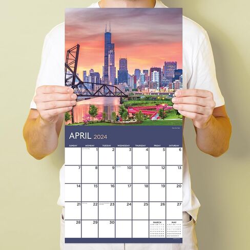 TF PUBLISHING 2024 Chicago Wall Calendar | Large Grids for Appointments and Scheduling | Vertical Monthly Wall Calendar 2024 | Home and Office Organization | Premium Gloss Paper | 12"x12" in Saudi Arabia