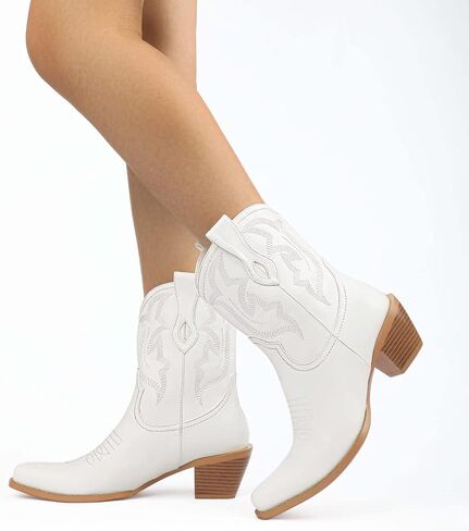 SO SIMPOK النساء راعية البقر أحذية رعاة البقر الرجعية الأحذية الغربية كعب مكتنز سحب على ركوب الجوارب الكاحل قصيرة in Kuwait