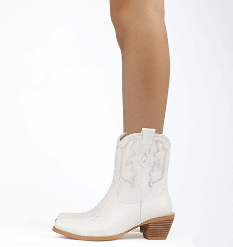 SO SIMPOK النساء راعية البقر أحذية رعاة البقر الرجعية الأحذية الغربية كعب مكتنز سحب على ركوب الجوارب الكاحل قصيرة in Kuwait