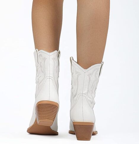 SO SIMPOK النساء راعية البقر أحذية رعاة البقر الرجعية الأحذية الغربية كعب مكتنز سحب على ركوب الجوارب الكاحل قصيرة in Kuwait