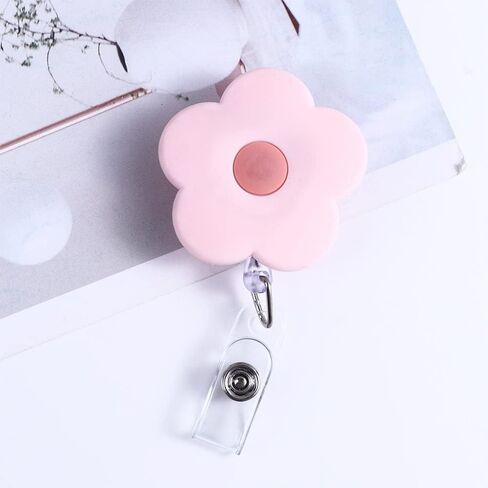 Yellow Retractable Badge Reel Cute School Supplies Name Card Holder Flowers Work Card Clip Keys Lanyard Chest Card ID Card Clips，Identification Badges and Supplies，Badge Holders in Saudi Arabia