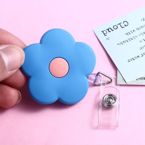 Yellow Retractable Badge Reel Cute School Supplies Name Card Holder Flowers Work Card Clip Keys Lanyard Chest Card ID Card Clips，Identification Badges and Supplies，Badge Holders in Saudi Arabia