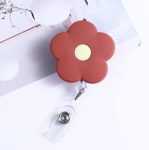Yellow Retractable Badge Reel Cute School Supplies Name Card Holder Flowers Work Card Clip Keys Lanyard Chest Card ID Card Clips，Identification Badges and Supplies，Badge Holders in Saudi Arabia