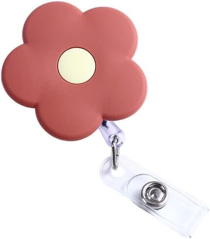 Yellow Retractable Badge Reel Cute School Supplies Name Card Holder Flowers Work Card Clip Keys Lanyard Chest Card ID Card Clips，Identification Badges and Supplies，Badge Holders in Saudi Arabia