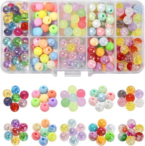 LiQunSweet 300Pcs Imitation Pearl Acrylic Beads Dyed Round for DIY Craft Necklaces Choker Jewelry Repairing Making Supplies - 8x7.5mm in Kuwait