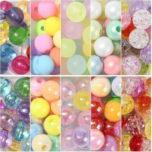 LiQunSweet 300Pcs Imitation Pearl Acrylic Beads Dyed Round for DIY Craft Necklaces Choker Jewelry Repairing Making Supplies - 8x7.5mm in Kuwait
