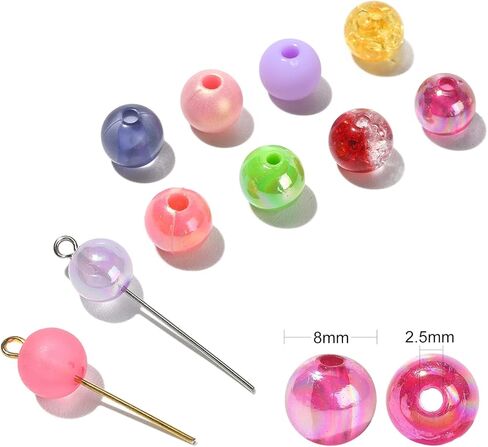 LiQunSweet 300Pcs Imitation Pearl Acrylic Beads Dyed Round for DIY Craft Necklaces Choker Jewelry Repairing Making Supplies - 8x7.5mm in Kuwait