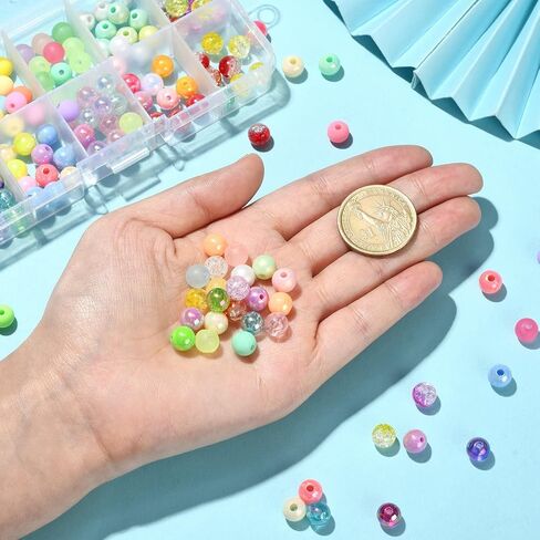 LiQunSweet 300Pcs Imitation Pearl Acrylic Beads Dyed Round for DIY Craft Necklaces Choker Jewelry Repairing Making Supplies - 8x7.5mm in Kuwait