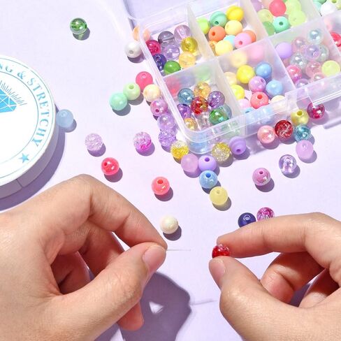 LiQunSweet 300Pcs Imitation Pearl Acrylic Beads Dyed Round for DIY Craft Necklaces Choker Jewelry Repairing Making Supplies - 8x7.5mm in Kuwait