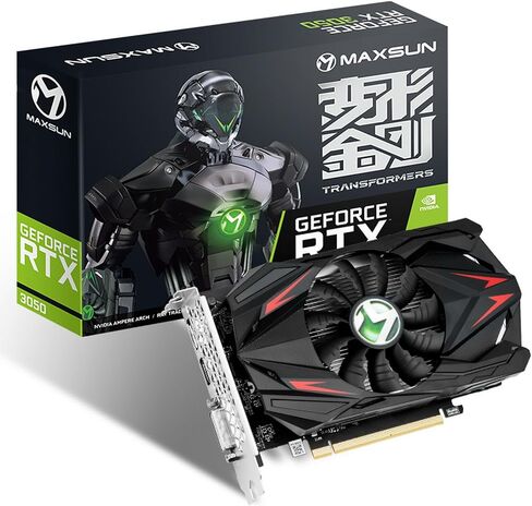بطاقات رسومات maxsun GeForce RTX 3050 6G GDDR6 وحدة معالجة رسومات الفيديو GPU للألعاب PC ITX Design PCI Express 4.0، HDMI 2.1، DisplayPort 1.4a، DVI in Kuwait