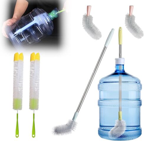 6 قطع فرشاة دلو بمقبض طويل جدًا 28 بوصة، فرشاة تنظيف زجاجات المياه سعة 3 و5 جالون، رأس مرن، مقبض من الفولاذ المقاوم للصدأ قابل للانحناء وقابل للاستبدال (رأسان للفرشاة + 2 فرشاة مقاس 28 بوصة + فرشاة مقاس 18 بوصة) in Kuwait