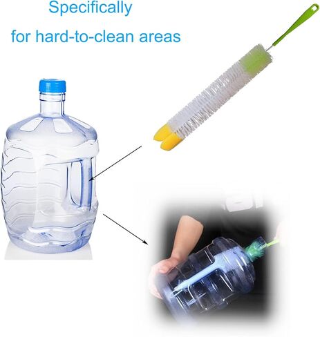 6 قطع فرشاة دلو بمقبض طويل جدًا 28 بوصة، فرشاة تنظيف زجاجات المياه سعة 3 و5 جالون، رأس مرن، مقبض من الفولاذ المقاوم للصدأ قابل للانحناء وقابل للاستبدال (رأسان للفرشاة + 2 فرشاة مقاس 28 بوصة + فرشاة مقاس 18 بوصة) in Kuwait
