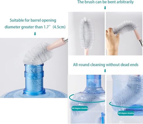 6 قطع فرشاة دلو بمقبض طويل جدًا 28 بوصة، فرشاة تنظيف زجاجات المياه سعة 3 و5 جالون، رأس مرن، مقبض من الفولاذ المقاوم للصدأ قابل للانحناء وقابل للاستبدال (رأسان للفرشاة + 2 فرشاة مقاس 28 بوصة + فرشاة مقاس 18 بوصة) in Kuwait