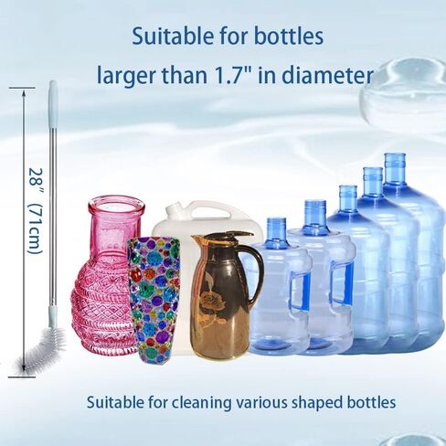 6 قطع فرشاة دلو بمقبض طويل جدًا 28 بوصة، فرشاة تنظيف زجاجات المياه سعة 3 و5 جالون، رأس مرن، مقبض من الفولاذ المقاوم للصدأ قابل للانحناء وقابل للاستبدال (رأسان للفرشاة + 2 فرشاة مقاس 28 بوصة + فرشاة مقاس 18 بوصة) in Kuwait