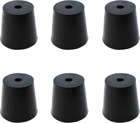 AnRui 6 Pack Rubber Stopper with Hole Black Tapered Lab Seal Rubber Stoppers 13mm to 17mm Test Tubes Bungs Plug for Industrial, Laboratory, Home Use in Saudi Arabia