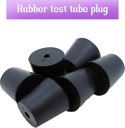 AnRui 6 Pack Rubber Stopper with Hole Black Tapered Lab Seal Rubber Stoppers 13mm to 17mm Test Tubes Bungs Plug for Industrial, Laboratory, Home Use in Saudi Arabia