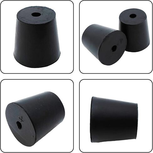 AnRui 6 Pack Rubber Stopper with Hole Black Tapered Lab Seal Rubber Stoppers 13mm to 17mm Test Tubes Bungs Plug for Industrial, Laboratory, Home Use in Saudi Arabia