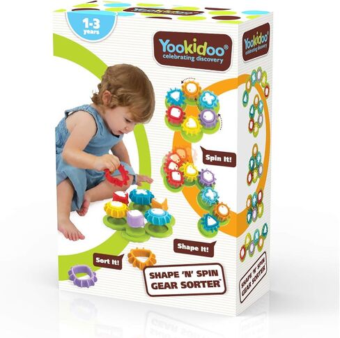 Yookidoo Shape ‘N’ Spin Gear Sorter. A Developmental Activity Toy for Kids Ages 1-3. Toddlers Sortering Game with Multiple Colors and Shapes, That Also Spins. (Closed Box) in Saudi Arabia