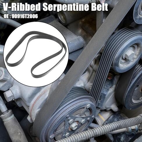 uxcell Car Engine Multi V-Ribbed Serpentine Drive Belt No.90916T2006 for Toyota Hilux Pickup for Toyota Fortuner 2004-2015 in Saudi Arabia
