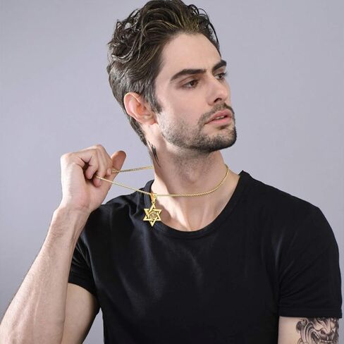 قلادات U7 حورس للرجال والنساء، من الفولاذ المقاوم للصدأ/أسود/مطلي بالذهب مجوهرات رمز صليب مصري، قلادة عين حورس مع سلسلة 22 بوصة in Kuwait