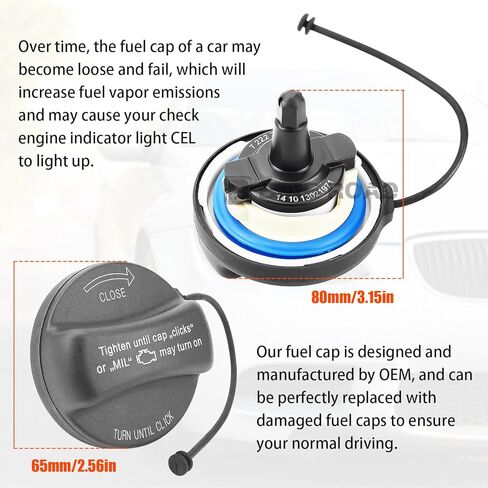 Fuel Gas Filler Tank Cap 16117222391 Compatible with BMW 128i 320i 325i 328i 328xi 330i 330xi 335i 525i 528i 530i 535i 750i E36 E39 E46 E60 E90 E92 X3 X5 MINI in Kuwait