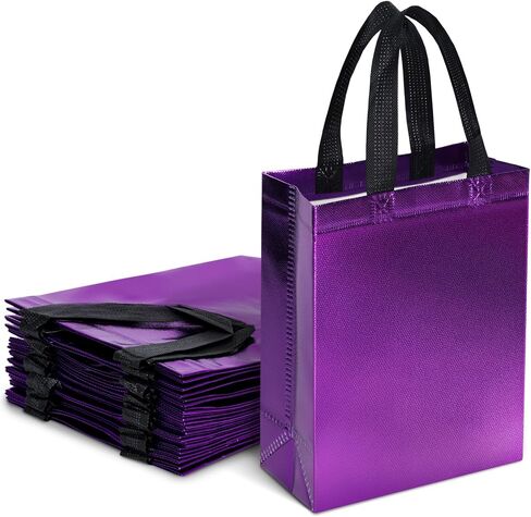 LovesTown 16PCS Blue Shiny Gift Bags, Goodie Bags Party Favor Bags Glossy Tote Bags Medium Size for Wedding Birthday Graduation (8"x 4"x 10") in Saudi Arabia