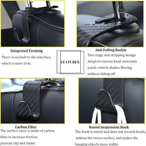 Car Headrest Hook for Purses and Bags 4 Packs,Car Back Seat Headrest Hanger,Universal Vehicle Storage Organizer(Black,4Pack) in Saudi Arabia