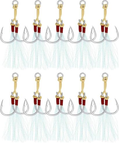 PATIKIL Fishing Assist Hooks Kit, Double Assist Jigging Hook with Glow Tassel for Slow Pitch Jigs Vertical Jigging Lure in Saudi Arabia