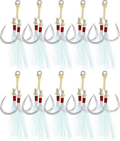 PATIKIL Fishing Assist Hooks Kit, Double Assist Jigging Hook with Glow Tassel for Slow Pitch Jigs Vertical Jigging Lure in Saudi Arabia