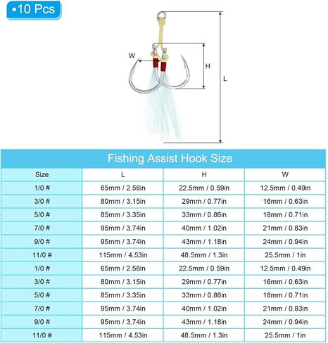 PATIKIL Fishing Assist Hooks Kit, Double Assist Jigging Hook with Glow Tassel for Slow Pitch Jigs Vertical Jigging Lure in Saudi Arabia