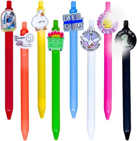 8PC Funny Pens Cute Pen Set with Sayings | Snarky Sassy Rude Sweary Demotivational Hilarious Dumpster Fire Goose Stay Positive for Adult Nurse Nursing Work Novelty Friend Office Supplies Gifts in Saudi Arabia