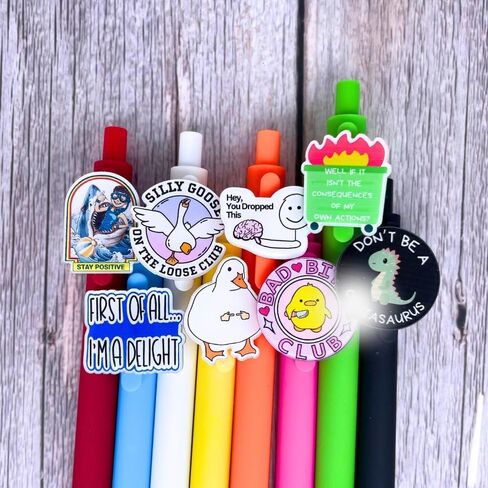 8PC Funny Pens Cute Pen Set with Sayings | Snarky Sassy Rude Sweary Demotivational Hilarious Dumpster Fire Goose Stay Positive for Adult Nurse Nursing Work Novelty Friend Office Supplies Gifts in Saudi Arabia